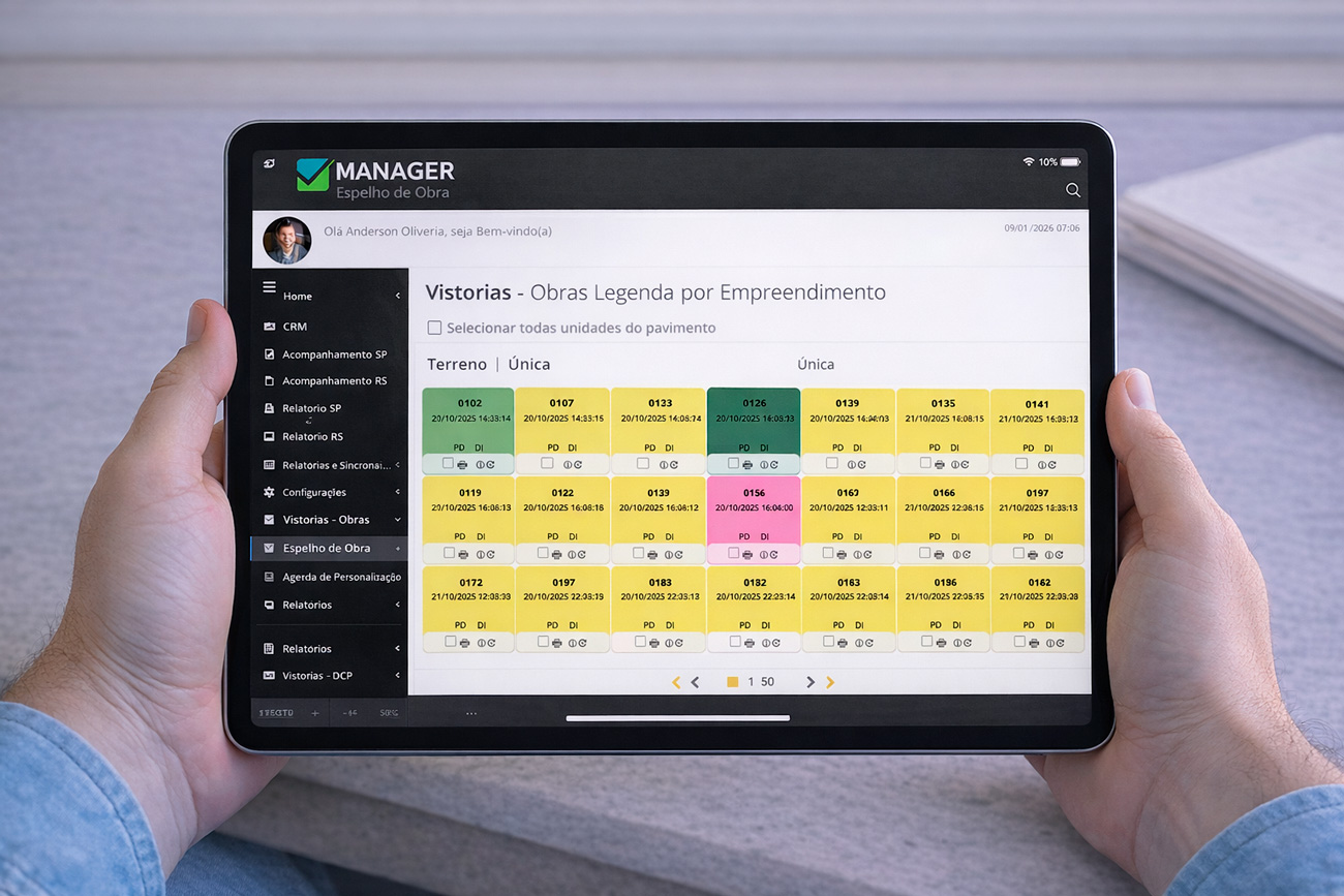 Monitoramento de vistorias pelo tablet com visão consolidada