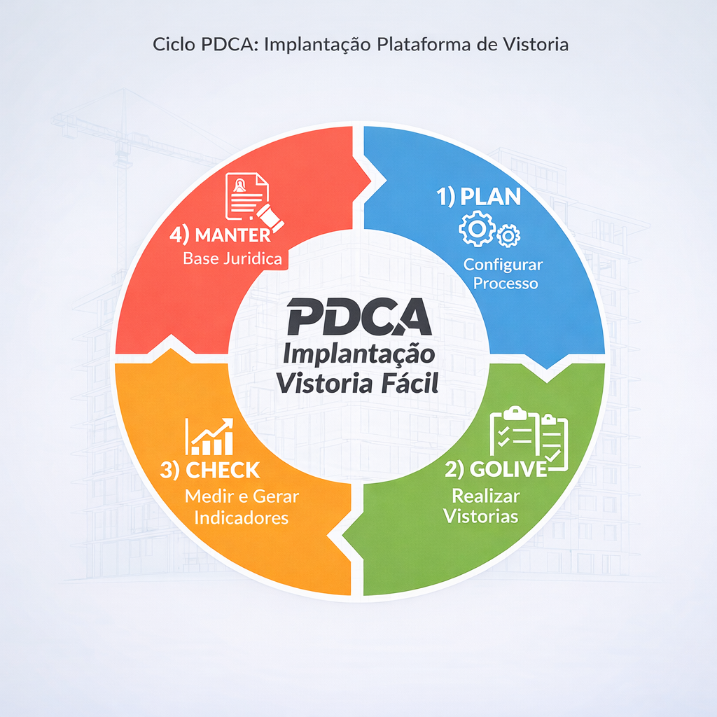 PDCA de implantação do Vistoria.Fácil para construtoras